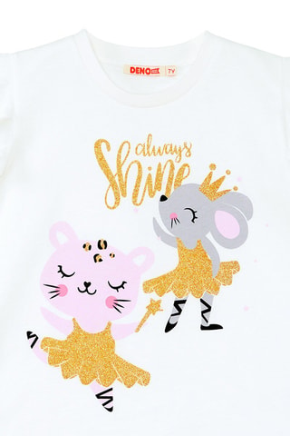 Camiseta y leggings - Blanco y rosa