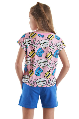 Camiseta y short - Azul y rosa