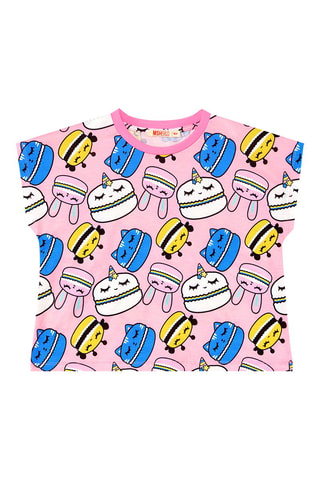 Camiseta y short - Azul y rosa