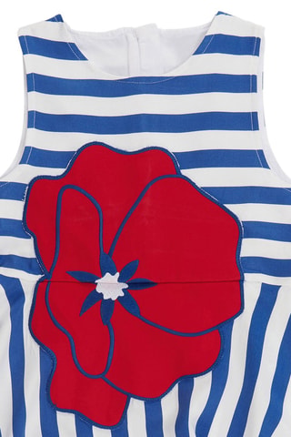 Vestido de rayas Poppy - Azul marino y rojo