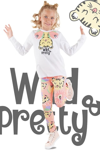 Camiseta y leggings - Blanco y rosa