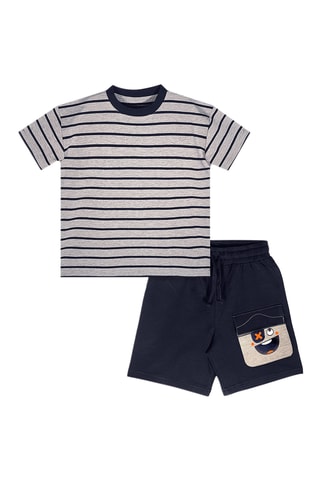 Camiseta y short Pirate - Gris y azul marino