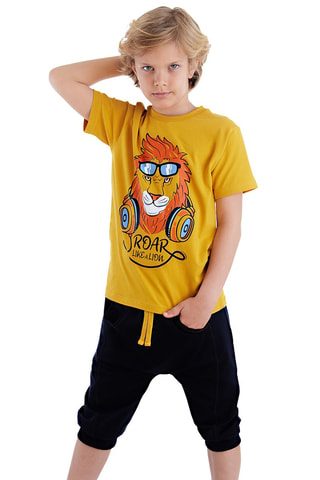 Camiseta y sarouel - Mostaza y azul marino