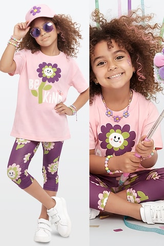 Camiseta y leggings Smiling Flowers - Rosa