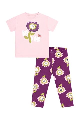 Camiseta y leggings Smiling Flowers - Rosa