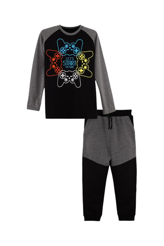 Camiseta y pantalón de chándal - Negro