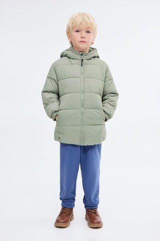 Anorak long matelassé capuche - Vert
