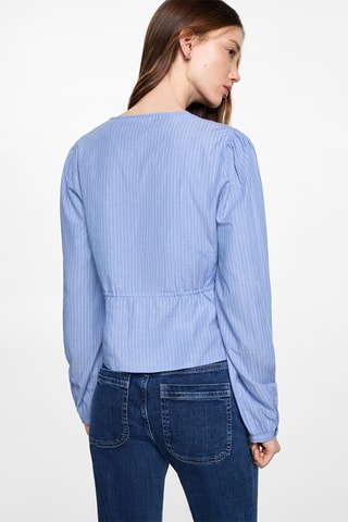Chemise à rayures nœud - Bleu
