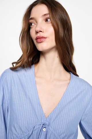 Chemise à rayures nœud - Bleu