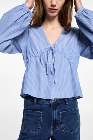 Chemise à rayures nœud - Bleu