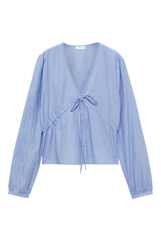 Chemise à rayures nœud - Bleu