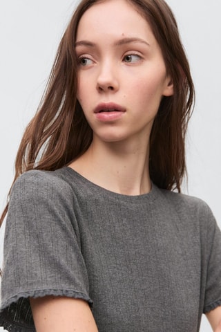 T-shirt détail manches - Gris