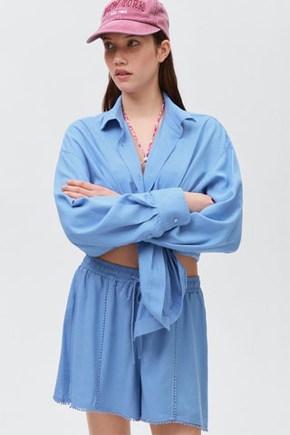 Short lin cordon - Bleu clair