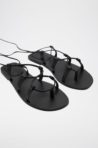 Sandales à lanières cuir - Noir