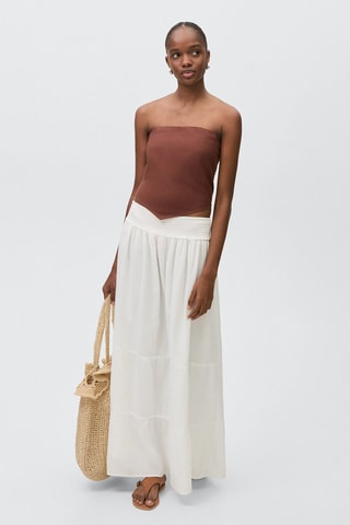 Top coton ourlet pointu - Marron