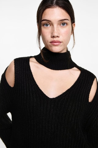 Pull-over oversize ouvertures - Noir
