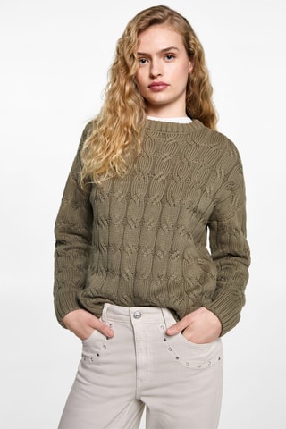 Pull-over maille torsadée - Vert