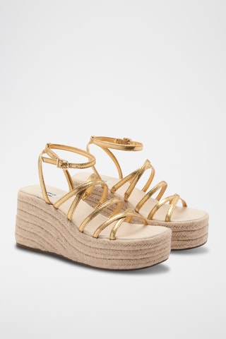 Sandale à plateforme avec brides métalliques - Doré
