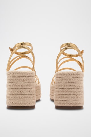 Sandale à plateforme avec brides métalliques - Doré