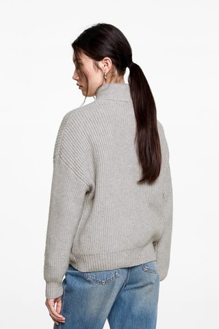 Pull-over maille col zippé - Gris