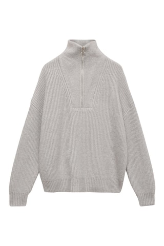 Pull-over maille col zippé - Gris
