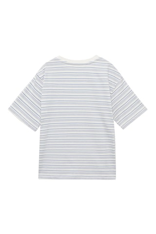 T-shirt rayures détail brodé - Bleu