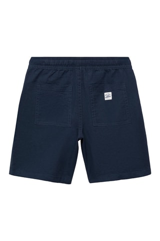 Bermuda lin taille élastique - Bleu