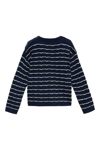 Pull-over maille ajourée rayures - Bleu