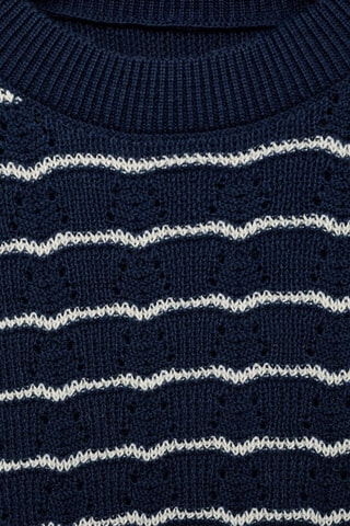 Pull-over maille ajourée rayures - Bleu