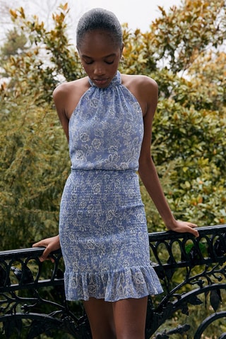 Robe imprimé emmanchures américaines - Bleu clair