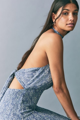 Robe imprimé emmanchures américaines - Bleu clair