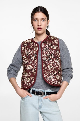 Gilet crop imprimé - Bordeaux