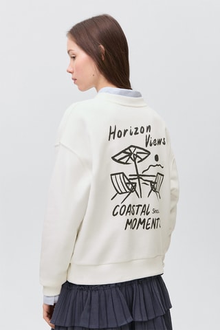 Sweat-shirt coton imprimé - Blanc