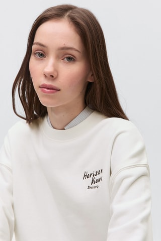 Sweat-shirt coton imprimé - Blanc