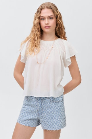 Short en jean texturé effiloché - Bleu clair