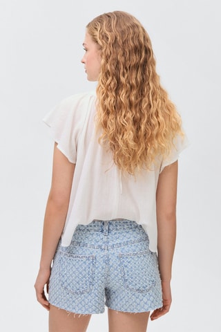 Short en jean texturé effiloché - Bleu clair