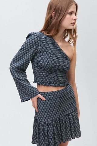 Blouse asymétrique froncée - Bleu marine