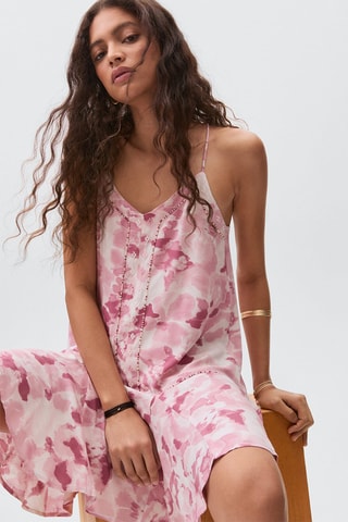 Robe tie-dye brodée - Rose