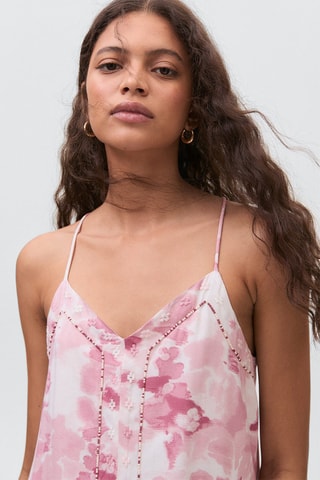 Robe tie-dye brodée - Rose