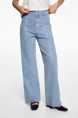 Jean style jupe-culotte poches - Bleu