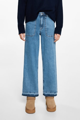 Jean style jupe-culotte poches - Bleu