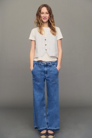 Jean style jupe-culotte poches - Bleu