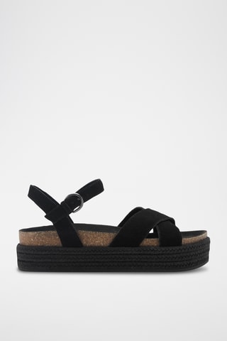 Sandales plateforme cuir - Noir