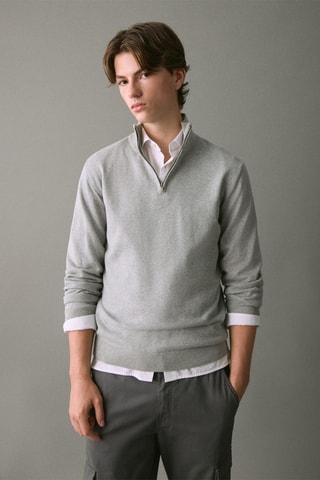 Pull-over coton col perkins - Gris