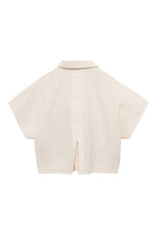 Chemise en lin broderie à fleurs - Écru