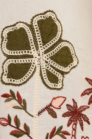 Chemise en lin broderie à fleurs - Écru