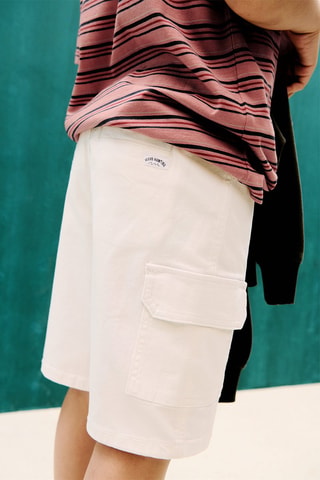 Bermuda coton cargo - Blanc