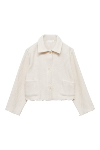 Veste crop texture - Blanc