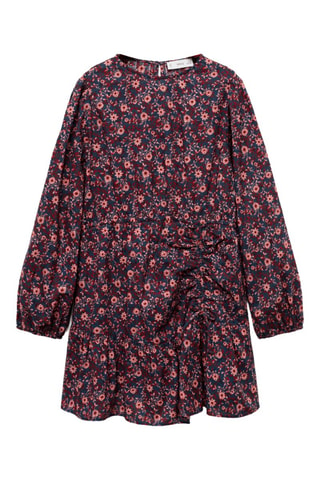 Robe fleurie froncée - Bleu