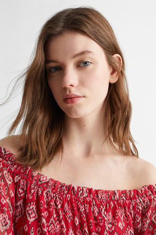 Blouse épaules découvertes - Rouge